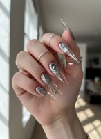 Faux ongles gothiques pointus faits à la main en gros, qualité salon, style gothique, marque privée en vrac