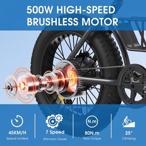 Bicicleta Eléctrica de Montaña con Llantas Gruesas, Original de Fábrica China, Batería de Litio de 48V, Alta Velocidad, Todoterreno, 20 Pulgadas, Q1 Q3 Q3 - Product Image 5