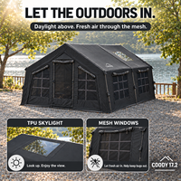 Tente pneumatique Coody Familia 17.2 - Noire, 4 saisons, Glamping, Maison pneumatique, Camping en plein air, Tente de camping familiale gonflable