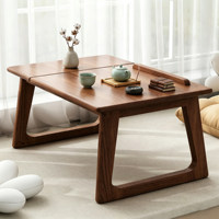Table pliante réglable en bois massif pour baie vitrée, bureau Tatami, table pour ordinateur portable, mobilier de salon, style minimaliste moderne