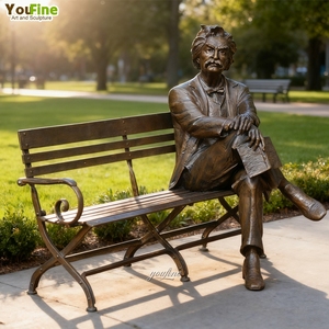 YOUFINE High Quality Famous Figure Customized Life Size Bronze Albert Einstein Sculpture Man On Bench - Product Image 3