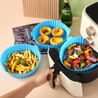 Panier de friteuse à air réutilisable de qualité alimentaire, compatible lave-vaisselle, moule pour four, accessoires pour micro-ondes, inserts ronds en silicone pour friteuse à air