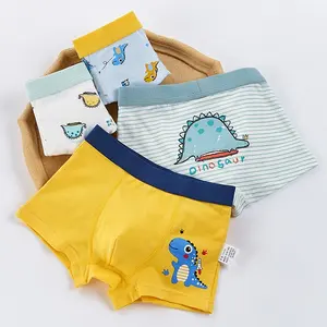 Celana pendek boxer 100% katun laki-laki pakaian dalam motif kartun untuk anak-anak OEKO-TEX sertifikasi katun organik tersedia boxer anak laki-laki