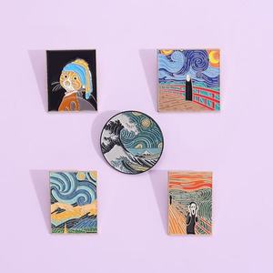 Broches Artísticos de Ukiyo-e con Ondas y la Creación de Adán, Pins de Esmalte de la Noche Estrellada para Ropa y Mochilas, Artesanías Metálicas - Product Image 2