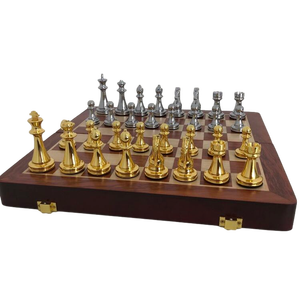 Cao-quty thép tùy chỉnh cờ vua thiết lập với sier và vàng miếng bằng gỗ trò chơi hội đồng quản trị cho trẻ em và trẻ em - Product Image 5