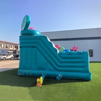 Structure gonflable commerciale en PVC 0,55 mm, parcours d'obstacles gonflable, château gonflable bleu Océan Princesse pour adultes et enfants