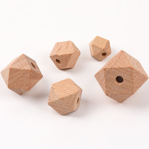 Cuentas octogonales de madera de haya de 10-30 mm con un solo orificio, forma romboidal para la fabricación de joyas, color madera natural - Product Image 3
