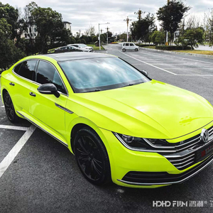 Hot Sale Coral <strong>Fluorescent</strong> Yellow Car Change <strong>Color</strong> <strong>Vinyl</strong> Wrapping Film Car Stickers - Product Image 2