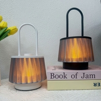 Lampe de table à abat-jour en tissu de style américain MSBN, lampe de chevet LED rechargeable, lumière de nuit à température de couleur réglable