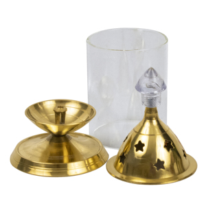 Lampe à huile traditionnelle artisanale en laiton et verre Udupi, héritage himalayen, idéale pour la décoration de la maison, du temple et des fêtes - Product Image 2
