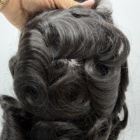 P2-3-8 100% Rambut Asli Manusia Garis Rambut Alami Alas Tahan Lama Sistem Rambut Toupee untuk Kerontokan Rambut Pria Wig