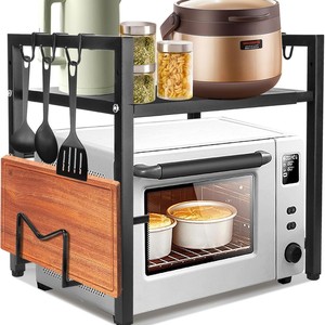 Hot Seller Ausziehbares Küchen regal Metall gewürze Arbeits platten regal Ausziehbares Mikrowellen regal mit Haken - Product Image 2