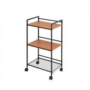 Chariot de rangement mobile à 3 niveaux en métal pour vaisselle et bols, étagères de chariot de service pour salon - Product Image 1