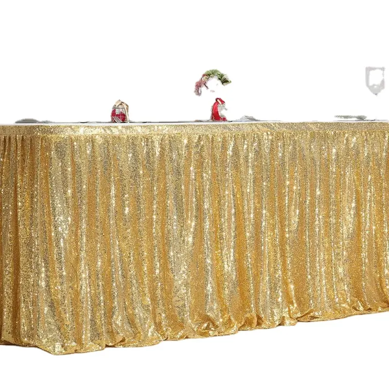 skirt table cloth High quality gold sequin table skirts for wedding party hotel