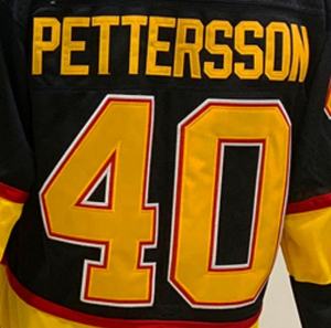 温哥华Elias Pettersson黑色最佳品质缝合国家曲棍球泽西 - Product Image 1