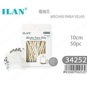 Mèches de bougies Ilan 10cm 50 pièces pour la fabrication de bougies - Product Image 1