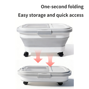 Foldable Pet Food Storage <b>Bucket</b> with Lid and Wheel Easy to Clean and Storage Waterproof and Moisture-proof - Product Image 3