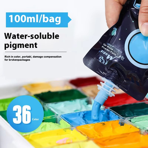 Packs de recharge de <span class=keywords><strong>gouache</strong></span> étoilée 100 ml, boîte en plastique, peinture aquarelle non toxique et facile à ranger, fournitures de peinture en vrac, ensemble d'art, papier - Product Image 4