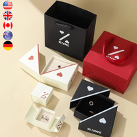 Caixa de Presente para Joias com Logo A1, Tampa Deslizante Diagonal, Flap Triangular, Embalagem Personalizada em Preto, Vermelho e Branco