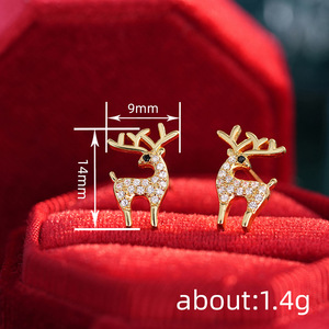 Orecchini a Perno a Forma di Cervo, Stile Natalizio Minimalista, Gioielli da Donna alla Moda per Uso Quotidiano, Regalo Chic - Product Image 3