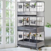 Cage à oiseaux de petite et moyenne taille en acier inoxydable 304, maille soudée, portable, pour extérieur, noire, pour Phénix, Pivoine, Épervier