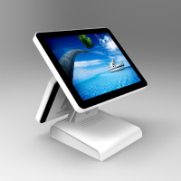 Terminal POS Android de Pantalla Dual, Tableta de 15 Pulgadas Todo en Uno, Sistema POS Android con Pantalla Táctil/Software POS Windows/POS Delgado
