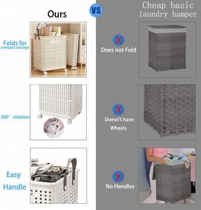50L/60L Collapsible Eco-Friendly Durable <b>Plastic</b> Laundry Basket Breathable Design Modern Style Universal <b>Wheels</b> Clothing Bedding - Product Image 2
