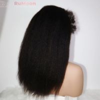 Perruques longues brésiliennes en cheveux humains naturels, 13x4, raides et bouclées, avec dentelle frontale, pour femmes, texture Yaki Remy, dentelle transparente, densité 300%