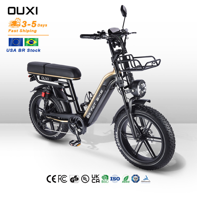 OUXI Q9 Electric Road Bicycle 48V 15Ah Lithium Battery Brushless 20" Aluminum Frame Hydraulic Disc Brakes E Bike with 2 Seats