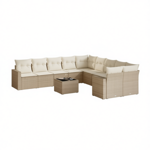 Ensemble de canapés de jardin modulaires en rotin PE beige, mobilier d'extérieur, design contemporain confortable - Product Image 1
