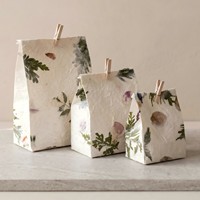 Sacs cadeaux en papier biodégradable à base de plantes, faits à la main, avec motif de feuilles, poche plate, clip – Sacs cadeaux pour souvenirs, bonbons, anniversaires, fêtes