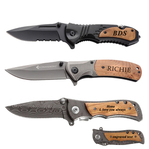 Bochen Bán Buôn Cá Nhân Pocket <span class=keywords><strong>Knife</strong></span> Tay Cầm Bằng Gỗ Khắc Chiến Thuật Săn Bắn Gấp Dao Tùy Chỉnh Dao Với Tên - Product Image 6