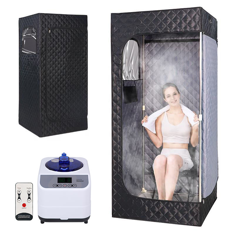 LUMUSO Portable Steam Sauna Tent – Full Body Sauna Box With 9-Level Heat, 60-Min Timer, Remote Control, 3L Steamer, Folding Chair & Mat, 5.9' X 2.9' X 2.9', Black