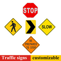 Panneaux d'avertissement de circulation de danger personnalisés à vendre Triangle jaune Panneaux de signalisation de ralentissement pour enfants Tableau des panneaux d'arrêt de circulation en forme de diamant rouge