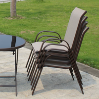 Ensembles de tables et chaises de restaurant commercial d'extérieur, mobilier de loisirs en fer tressé pour balcon et cour, chaises de plage pliantes empilables