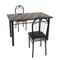 Table à manger rectangulaire vintage en verre trempé avec dessus en verre à motif floral classique pour la maison et les restaurants