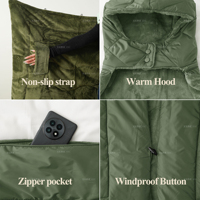 Couverture compacte gonflable imperméable en polyester Ripstop 380T, veste-couverture à capuche pour pique-nique en plein air, idéale pour le camping et la randonnée