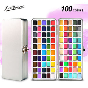 Ensemble <span class=keywords><strong>de</strong></span> peinture à la gouache <span class=keywords><strong>haut</strong></span> <span class=keywords><strong>de</strong></span> <span class=keywords><strong>gamme</strong></span> 72/90/100 gâteau <span class=keywords><strong>de</strong></span> dessin à l'eau solide avec stylo à brosse à eau gratuit pour papier et toile - Product Image 5