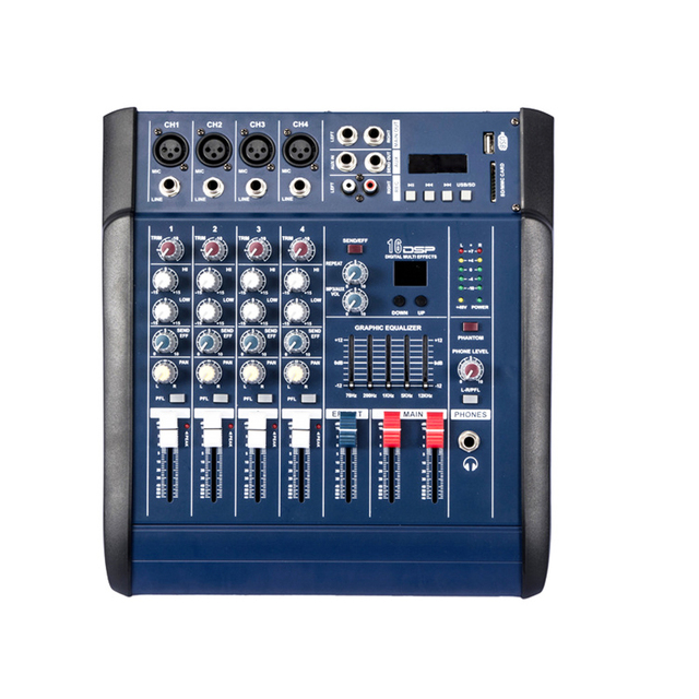 402D Power Mixer Amp Mixing Console 4 Channel With Built in Amplifier 150W X 2 for Stage Performance