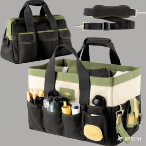 Échantillon gratuit : Organisateur d'outils en acier inoxydable avec manche en bois, sac à outils de jardin, kit d'outils de jardinage durables pour le désherbage - Product Image 1