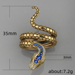 Anello a Forma di Serpente per Uomo e Donna, Accessorio Creativo per Dito con Accento Blu - Product Image 5