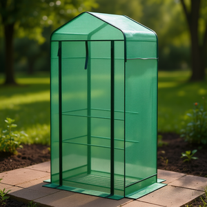 Mini Invernadero Portátil de 4 Niveles con Cubierta de PE y Techo de Malla Verde - Product Image 2