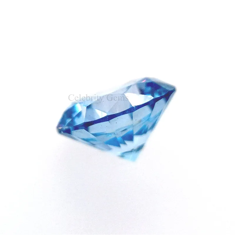 Lab Created Synthetic Aquamarine Blue Zircon Stone Round Shape Cubic ZirconiaためNecklace Making