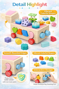 Blocchi Colorati Impilabili <span class=keywords><strong>Scatola</strong></span> dell'Intelligenza Giocattoli in Legno <span class=keywords><strong>Montessori</strong></span> per Bambini STEM Educazione Sensoriale Precoce <span class=keywords><strong>Scatola</strong></span> di Giocattoli Educativi - Product Image 2