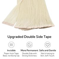 Extensions de cheveux à bandes adhésives double épaisseur de qualité supérieure, blond platine, 100% cheveux humains, extensions Remy, couleur ivoire