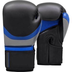 Guantes de Boxeo Profesionales de PVC Transpirables con Cierre, Color Negro y Azul, Talla Adulto, Ligeros, Unisex - Product Image 1