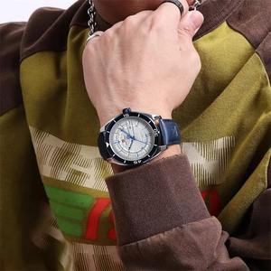 Drioshipping nueva llegada reloj de oro para hombres multifunción cronógrafo hombres cuero impermeable fecha relojes de cuarzo - Product Image 2