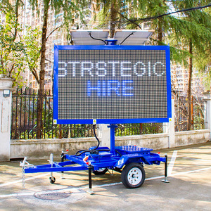 Solar Powered Mobile LED Traffic Sign Trailer With IP65 Protection For Outdoor Use - Product Image 1