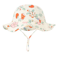 Sombrero de Sol para Bebé de Muselina con Protección Solar UPF 50+, Sombrero de Cubo de Algodón para Bebé, Sombreros de Playa de Verano con Ala Ancha para Niños y Niñas