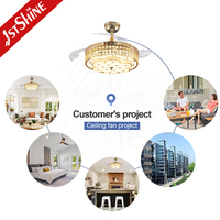 Ventilateur de plafond 1stshine 42 pouces OEM/ODM, innovant, durable, à économie d'énergie, pour la décoration intérieure, avec pales rétractables et lumière LED